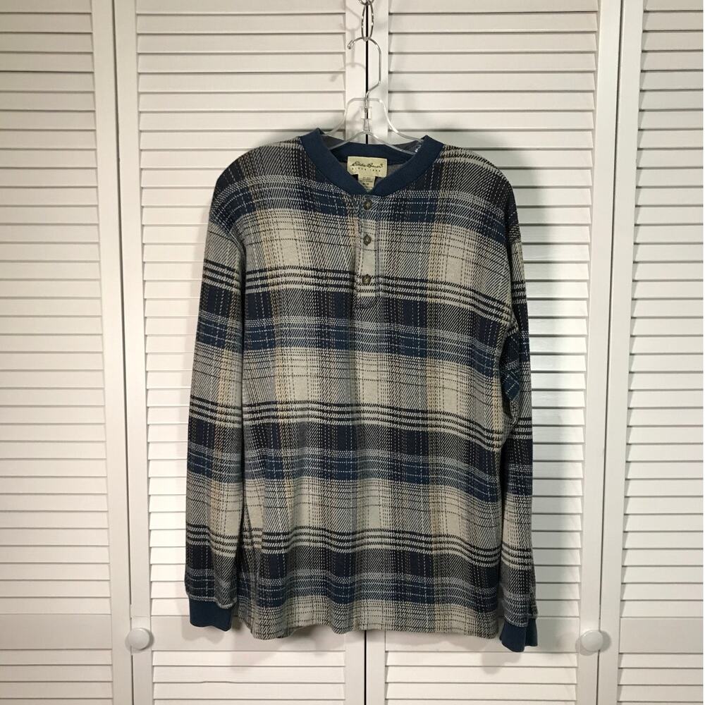 Eddie Bauer Multicolor Plaid Flannel High Neck Long Sleeve Mens Shirt M